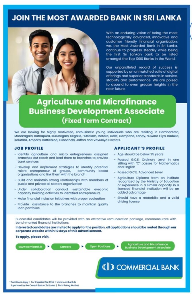 Commercial Bank Vacancies April 2026: New Opportunities in Sri Lanka’s Banking Sector 3 Commercial Bank Vacancies April 2026: New Opportunities in Sri Lanka’s Banking Sector
