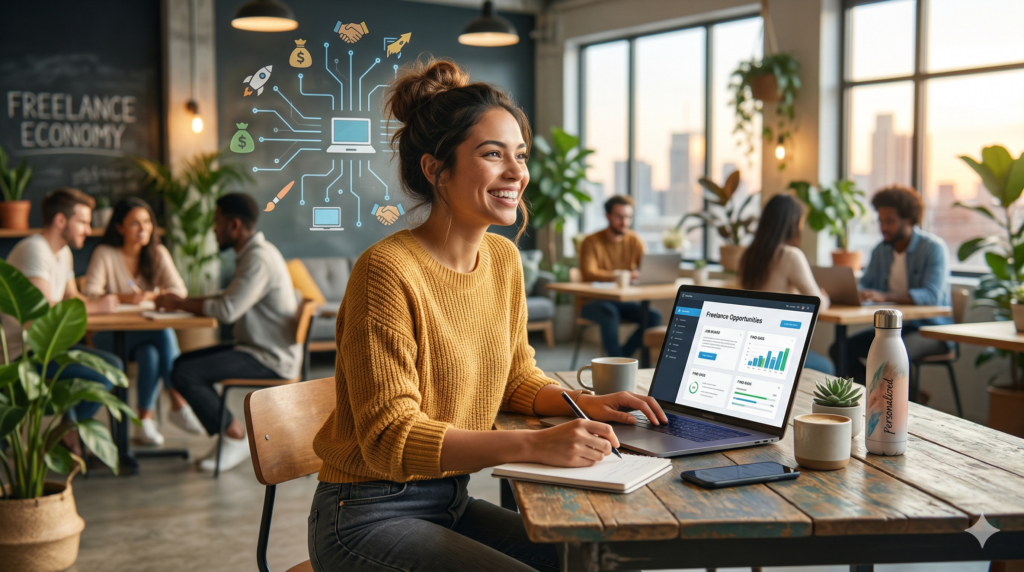 Finding freelance work can help you open up new career paths. 1 Finding freelance work can help you open up new career paths.