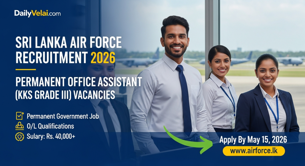 Sri Lanka Air Force Recruitment 2026: Permanent Office Assistant (KKS) Vacancies