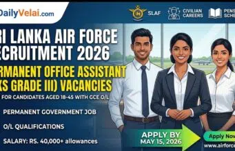 Sri Lanka Air Force Recruitment 2026: Permanent Office Assistant (KKS) Vacancies