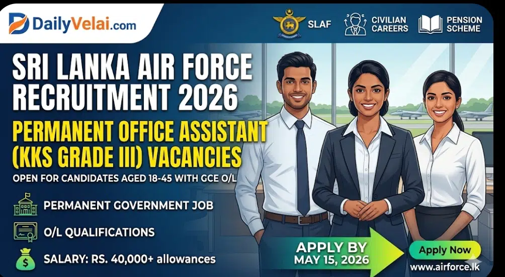 Sri Lanka Air Force Recruitment 2026: Permanent Office Assistant (KKS) Vacancies